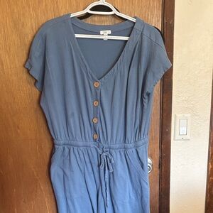 dip Blue Button-Down Jumpsuit